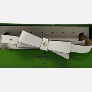 NWT. Kate Spade L/XL White Tjin Bow Belt Gold Logo